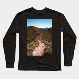 Hiking Mountain Ridge in New Zealand Long Sleeve T-Shirt